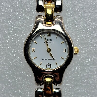Two-tone Anne Klein II Date Watch | Vintage Designer Watch Anne Klein II Watch Womens 22mm Two Tone Gold Silver Quartz  main image 3