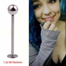 16G VERY EXTRA LONG 7/8" 22mm Cheek Labret Lip Chin Steel Ring DIMPLE Face