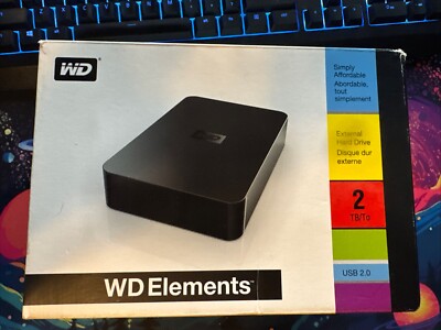 Western Digital WD Elements 2TB External USB 2 Hard Drive HD WDBAAU0020HBK-NESN