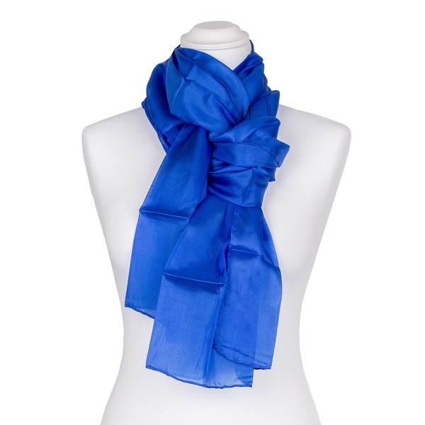 Seidenschal Halstuch Schal Blau Royalblau Dunkelblau Seide 180X45Cm-image