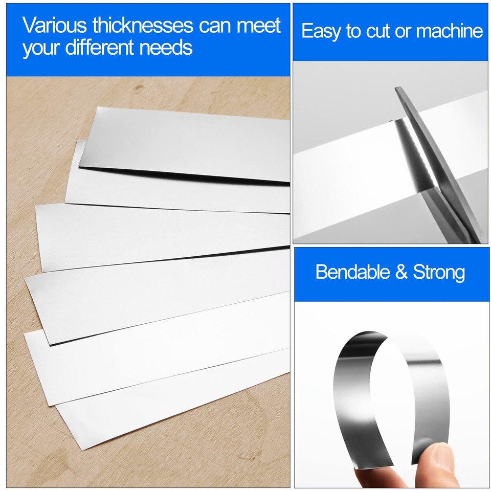 12 Pieces 304 Stainless Steel Strips, Stainless Steel Shim Stock