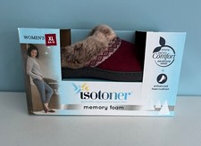 Isotoner Women  s Slippers Shoes Sz XL 9.5 - 10 Memory Foam Chili Pepper Burgundy