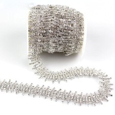 90cm Strass DIY Glitzerband Zum Aufnähen Diamantenbesatz Deko Silber