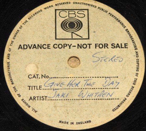 JAKI WHITREN ~ GIVE HER THE DAY b/w WUT WHICH WAY DO I GO ~ CBS ACETATE 7" 1973 - Picture 2 of 4