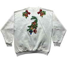 Vintage Tultex White Pullover Ugly Christmas Sweatshirt Women s XL