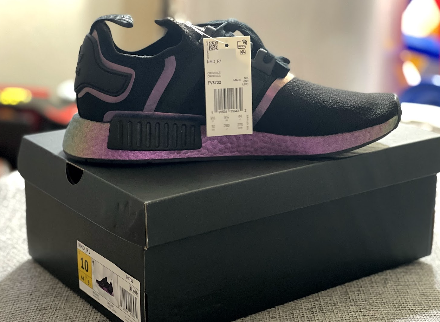 Adidas NMD_R1 Sneakers Shoes Core Black / Metallic Purple / Size 14 FV8732  | PATRON
