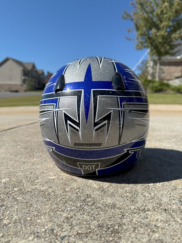 HJC Logic CLX4C Motorcycle Dirt Bike Helmet Blue Youth L/XL Missing