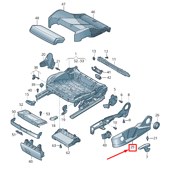 NOUVEAU CADRE DE SIÈGE AVANT AUDI Q3 F3 83A881325A4PK ORIGINAL