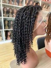 Long Twist Braided Dreadlock Wigs Black 13X4 Lace Front Wigs Human Hair Wigs