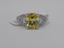 Cubic Zirconia Citrine  White Cubic Zirconia Ring, Sterling Silver