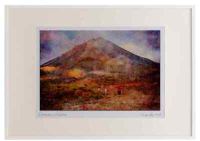 739012 Vulkan Arenal, aktiver Vulkan, ausgebrochen 1968, Costa Rica Aquarellbild