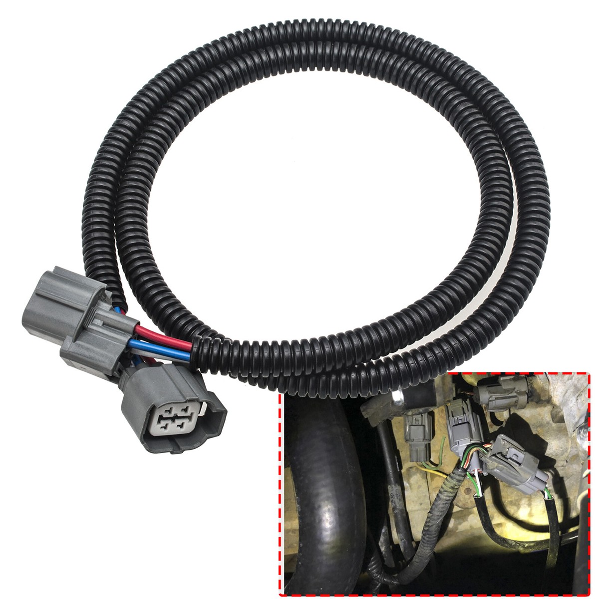 O2 Sensor Connector Plug Kit - 4-Way Upstream Wiring Harness Replacement For Honda Accord, Civic, Odyssey, Prelude, CL, NSX, TL (98-05 Models)