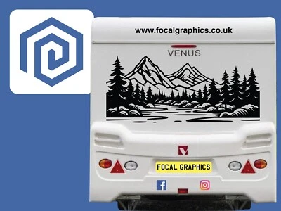 FOCAL GRAPHICS XL Mountain River Scenic Vinyl Decals For Camper Van Caravan Sticker Graphic