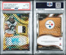 PSA 8 - 2020 Panini Select Troy Polamalu #SM-TPO Patch Auto Gold 5/10 Steelers