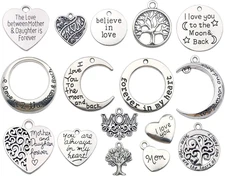 Family Mom Words Charm Collection-32 PCS Craft Supplies Heart Moon Love Words Mo