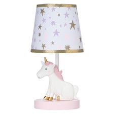 Bedtime Originals Rainbow Unicorn Pink/White Nursery Lamp with Shade Bulb