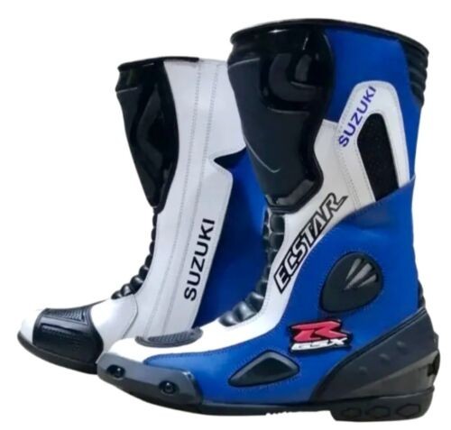 Stivali moto SUZUKI en cuir noir taille 47 - Bottes de piste MotoGP pour homme