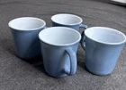 4 VTG Pyrex Cottagecore Slate Blue Milk Glass D Handles Coffee Cups Mugs 8 oz