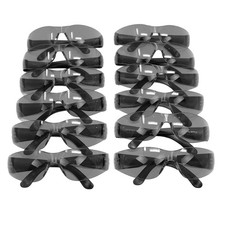 Crystal Color Lens Black Temple Safety Glasses, Anti-Scratch ANSI Z87.1 12 PC 
