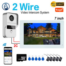 2 Wires Digital Video Intercom System 7/10 Inch 1080P WIFI Video Doorphone Tuya 