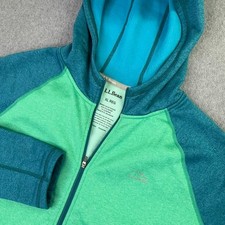 LL Bean Performance Hoodie Jacket Women's XL Green Blue Colorblock Full Zip Logo