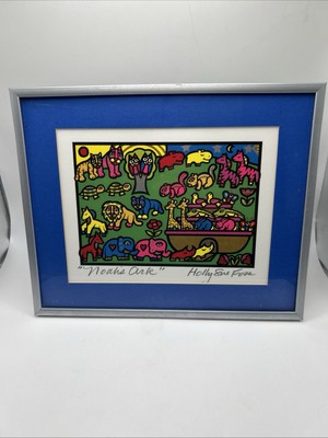 Vintage Serigraph ''Noah s Ark'' Signed Holly Sue Foss FRAMED