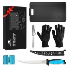 Fish Fillet Knife Set, 5 PCS Fish Cleaning Kit Includes 7" Fishing Knife, Non...