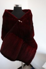 Knit 100 real mink fur scarf fur premium quality cape 170 40 cm wine neck wrap