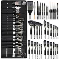 Nicpro 36pcs Paint Brush Set with Palette Knife Cloth Roll, Professional