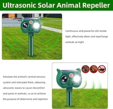 Animal Repeller Ultrasonic Solar Power Bird Dog Cat Skunk Deer Raccoon Repellent