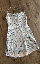 Astr The Label Blue Floral Mini Dress Featuring A Cowl Neck & Spaghetti Straps