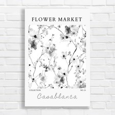 Floral Watercolor Casablanca Flower Market Black White Canvas Print Large