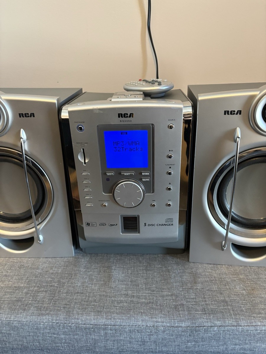 RCA RS2663 5-Disk CD Changer Bookshelf Audio System -MP3, Cassette