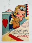 Vintage Valentine Card, Patriotic WW2 Military AirForce Army Parachute