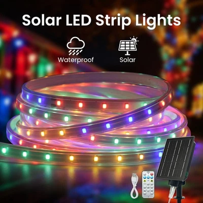8 Modi Solar LED Streifen Außen IP65 Wasserdicht Lichtschlauch Lichterkette - Bild 1 von 4