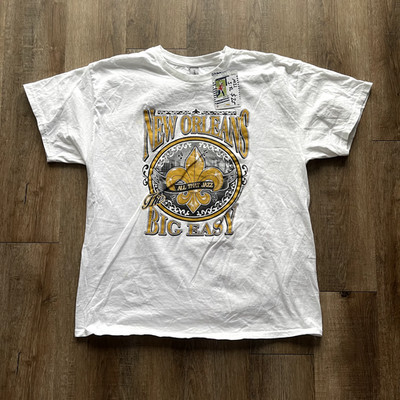 New Orleans Saints The Big Easy White Gildan Tee Size XL