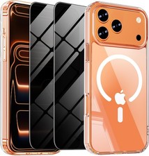 Magnetic Case for iPhone 17 Pro Max with Privacy Screen Protector 2X, Clear