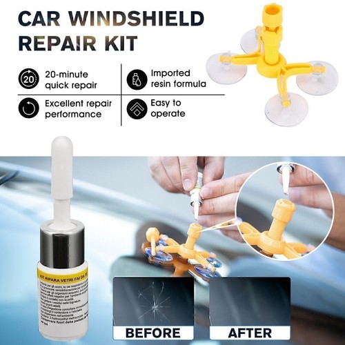 Car Windshield Windscreen Glass Scratch Chip Crack Repair Fix Tools DIY Kit Hnuo - Foto 4 di 12