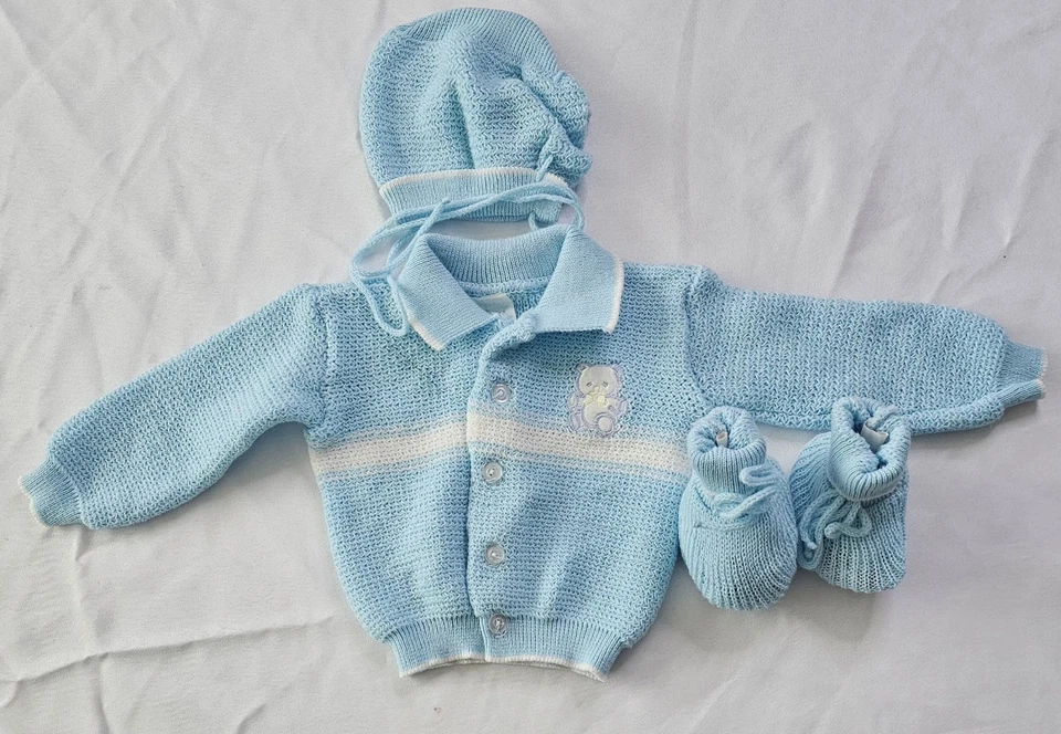 Cárdigan Suéter Sombrero Zapatos Botines Bebé Infantil 3 Piezas Bright Future De Colección Foto 4 de 4