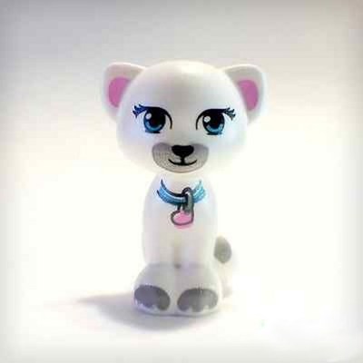 LEGO - Cat Sitting with Lavender Eyes, Collar and Gray Markings Pattern - White