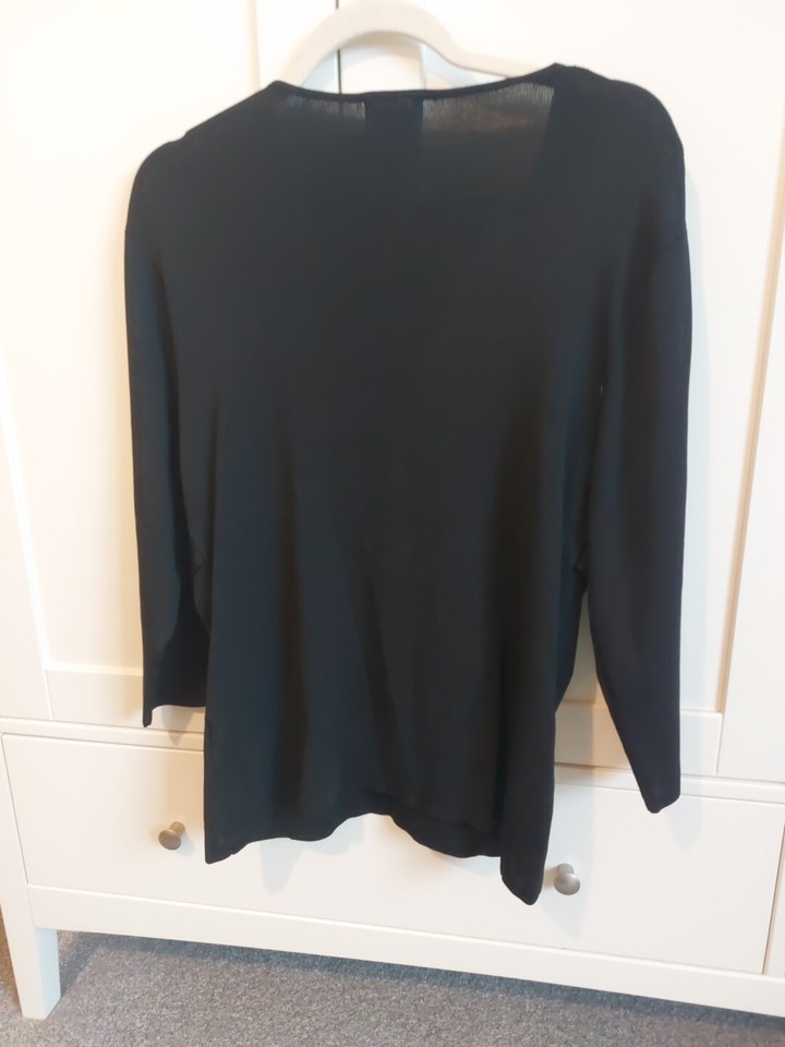 jeff banks Size 18 Black 3/4 Sleeved V Neck Diamanté Buckle Top eBay