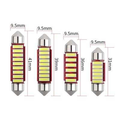 10-Pack 39mm 7020 SMD LED Festoon Bulbs – Super Bright White For Dome & License Lights