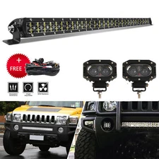 For Hummer H3 2006-2010 - Bumper 32inch LED Light Bar + 2PCS 4" PODS+ WIRE Combo
