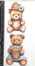 Lot of 2 Bears Flowers Girl Boy SINGLE LAYER Embellishments 462
