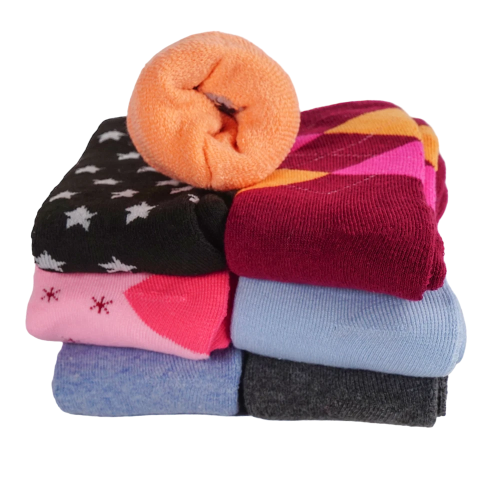 T&R INDUSTREES 12 Paar Thermosocken | Wintersocken für Mädchen |dick warm| Kinder | 18-39