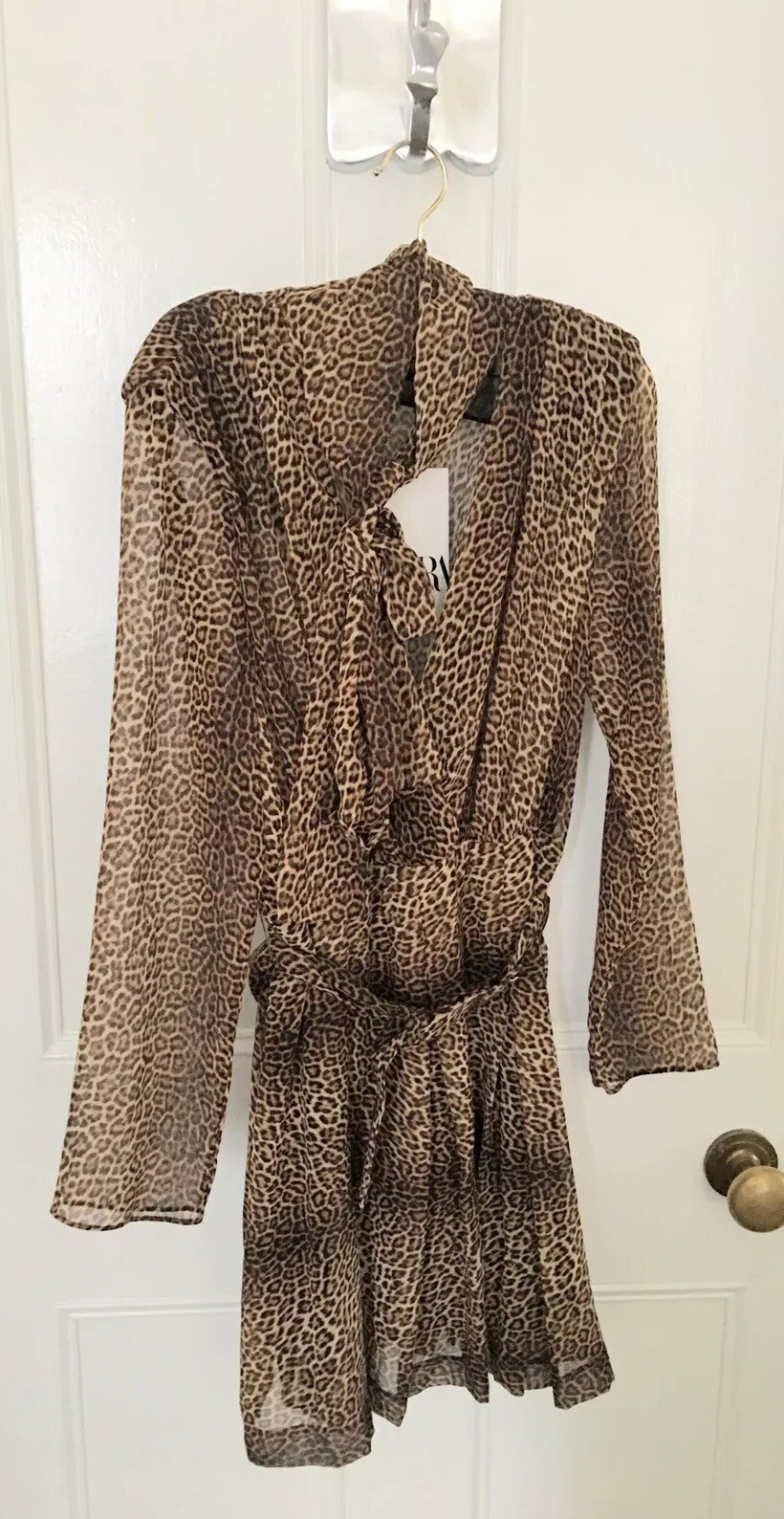Zara Leopard Print Chiffon Mini Dress With Neck Scarf S BNWT RRP £49.99 LAST ONE