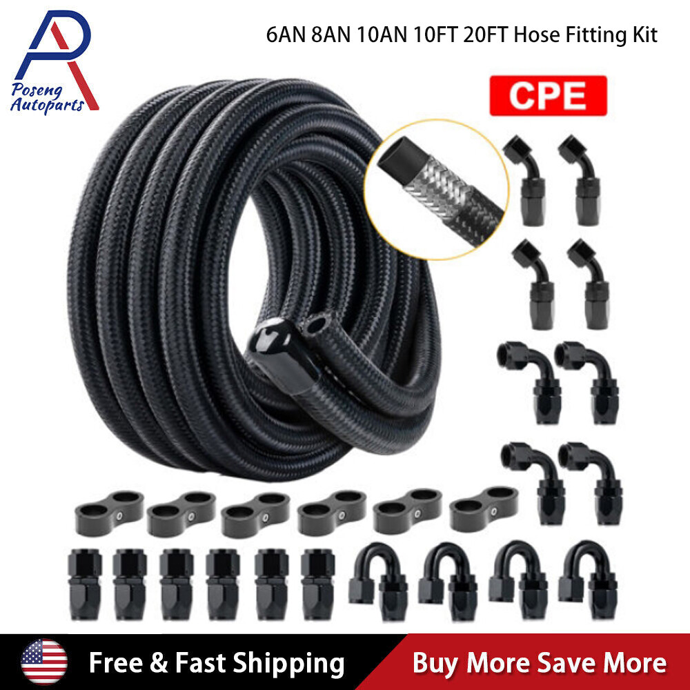 8 Fuel Line Evil Energy Fuel Line Kits 8an Fuel Line 8AN PTFE Fuel Line Kit 20FT ...