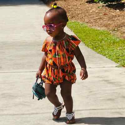 Girls African Traditional Style Off Shoulder Ankara size