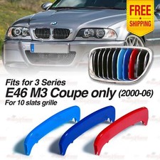 10 Bars Front Kidney Grille Color Cover Insert For Bmw 3 Ser E46 M3 00-06 Coupe