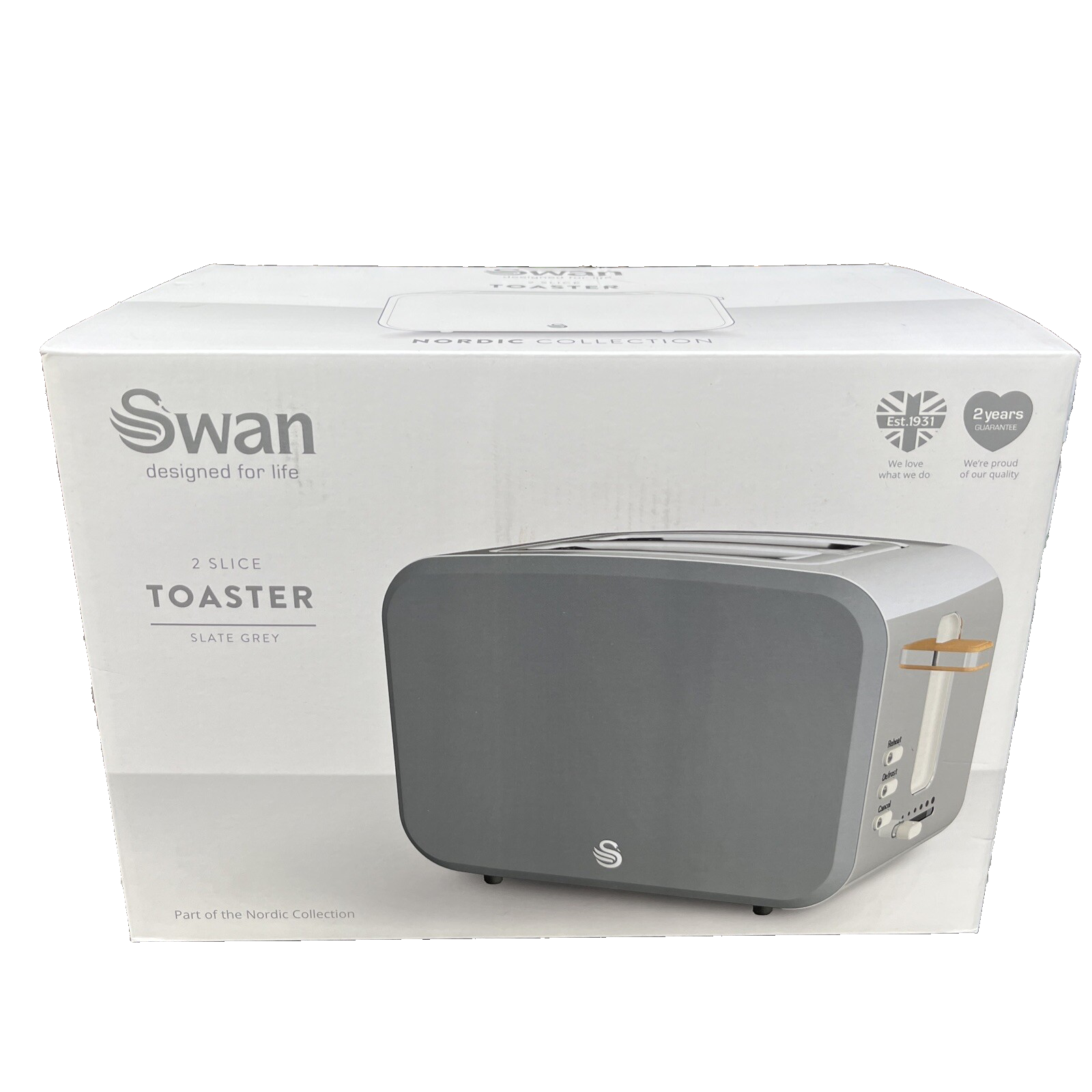 Swan Grey 2 Slice Nordic Toaster - Image 3